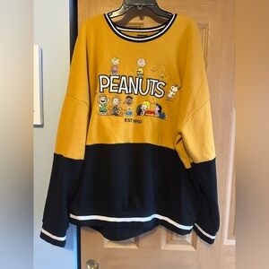 Peanuts Mustard and Black Crewneck